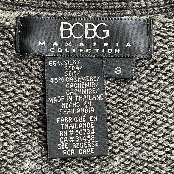 BCBGMaxazria dark olive silk/cashmere chunky cropped wrap sweater size small - Picture 2 of 11